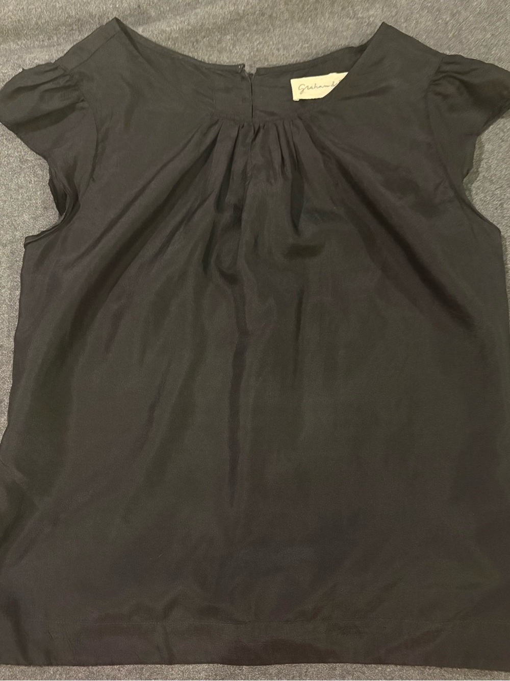 Graham & Spencer Black Cap Sleeve Silk Blouse